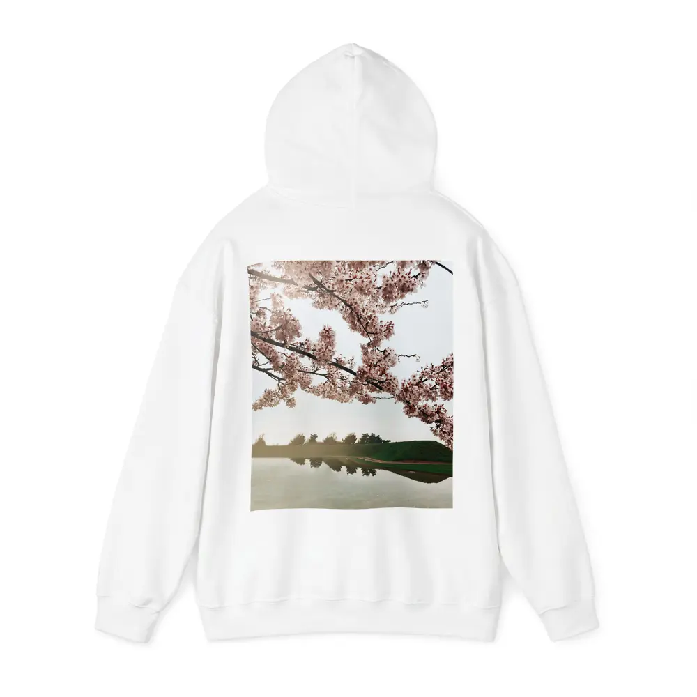 Cherry Blossoms Reflecting On Misty Lake – Hoodies