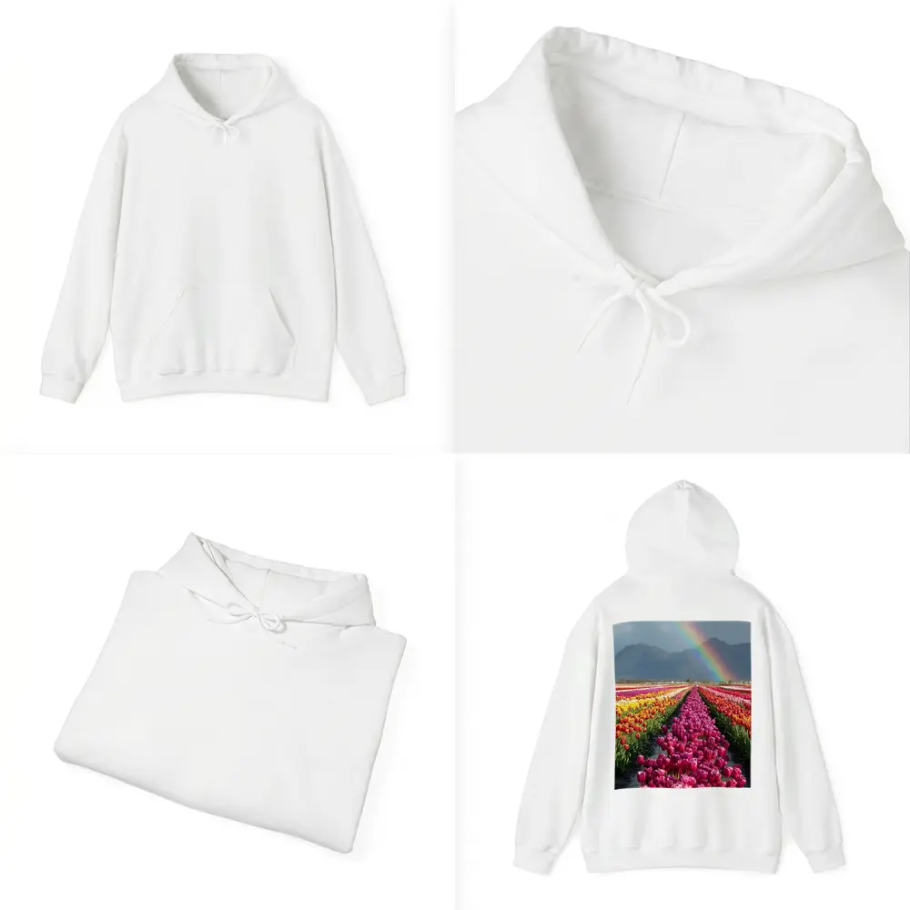 Tulip Fields Rainbow Mountains Colorful Landscape – Hoodies