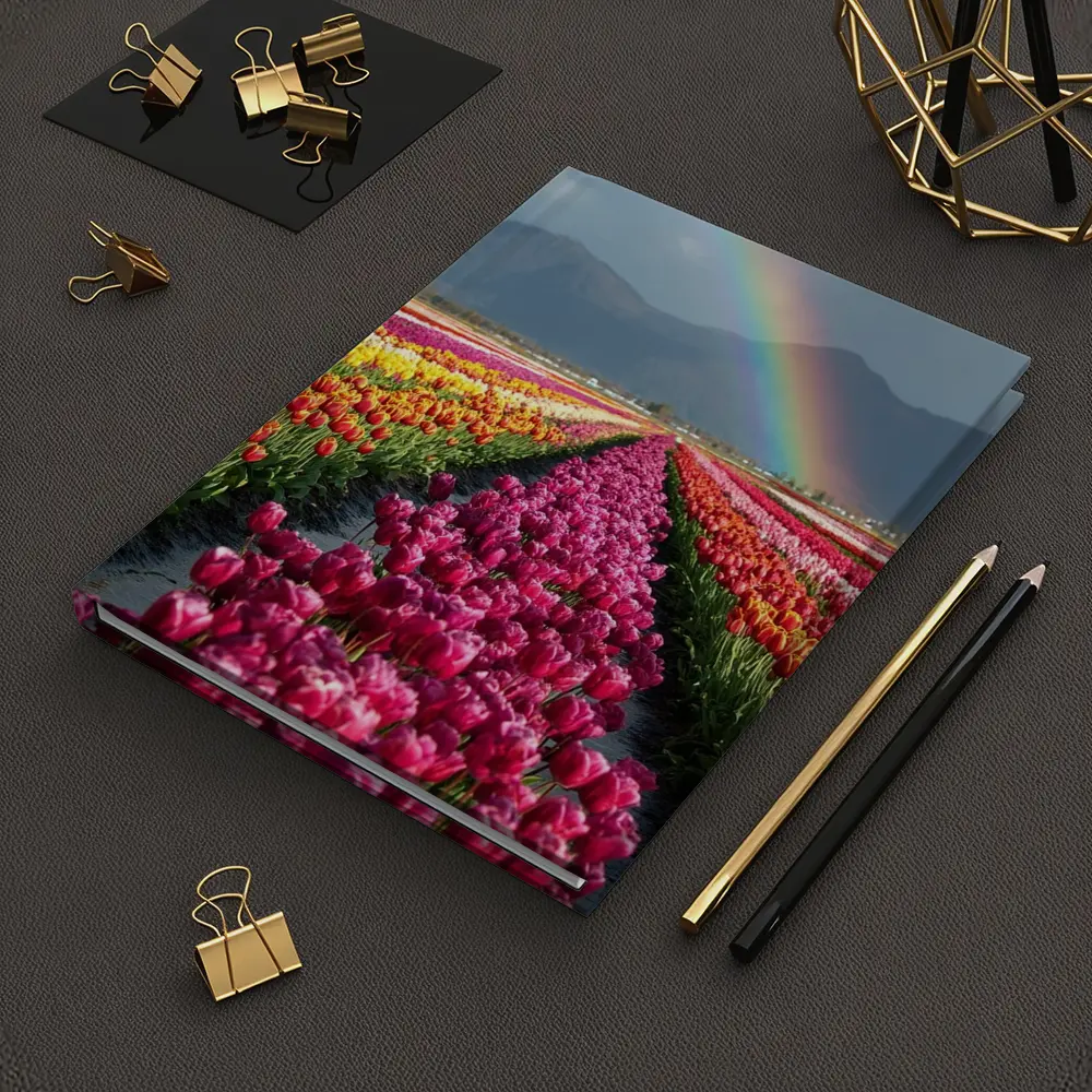 Tulip Fields Rainbow Mountains Colorful Landscape – Notebooks