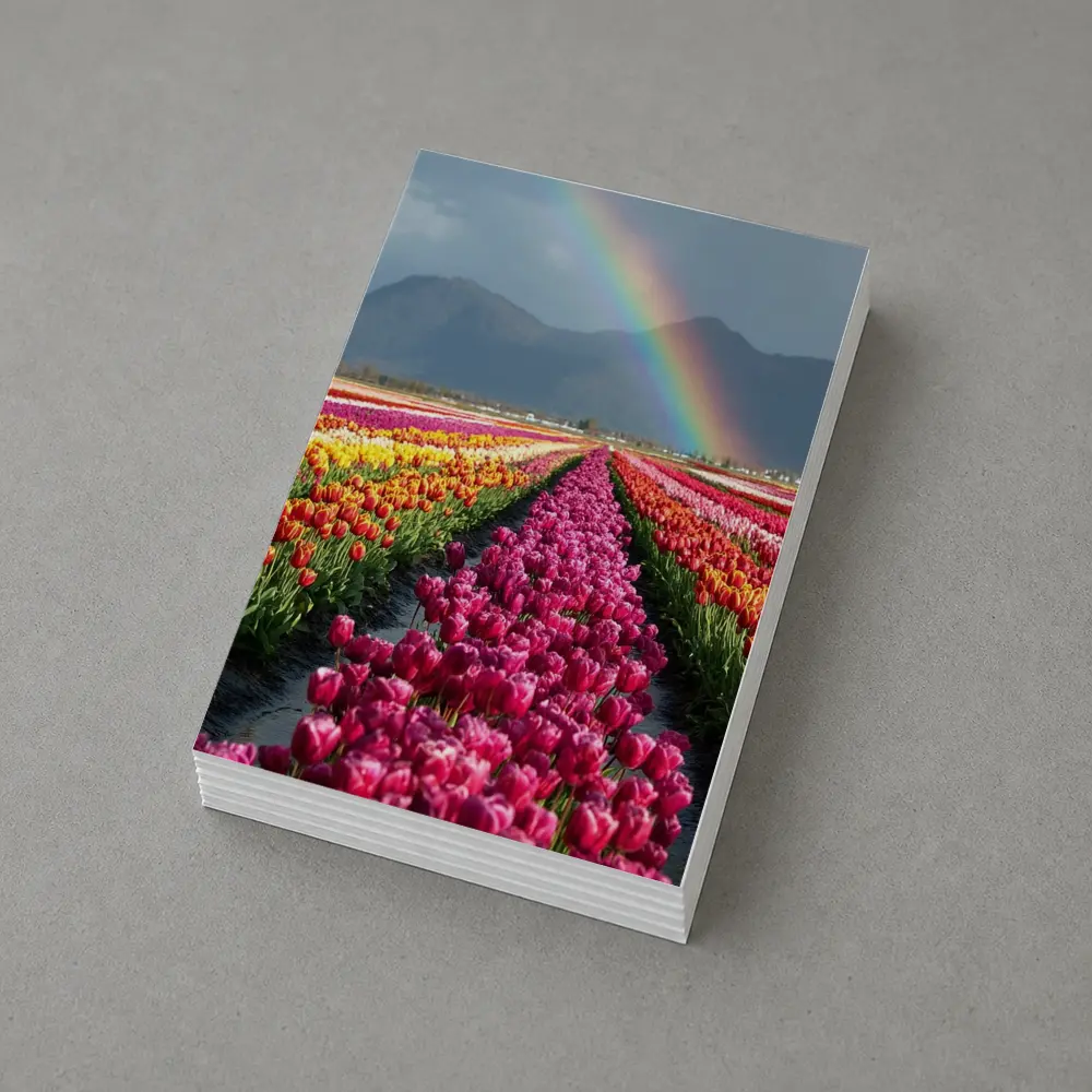 Tulip Fields Rainbow Mountains Colorful Landscape – Postcards