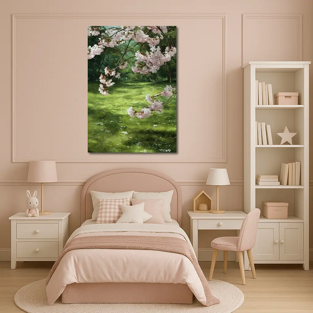 Cherry Blossom Tree Green Park Spring – Wall Art