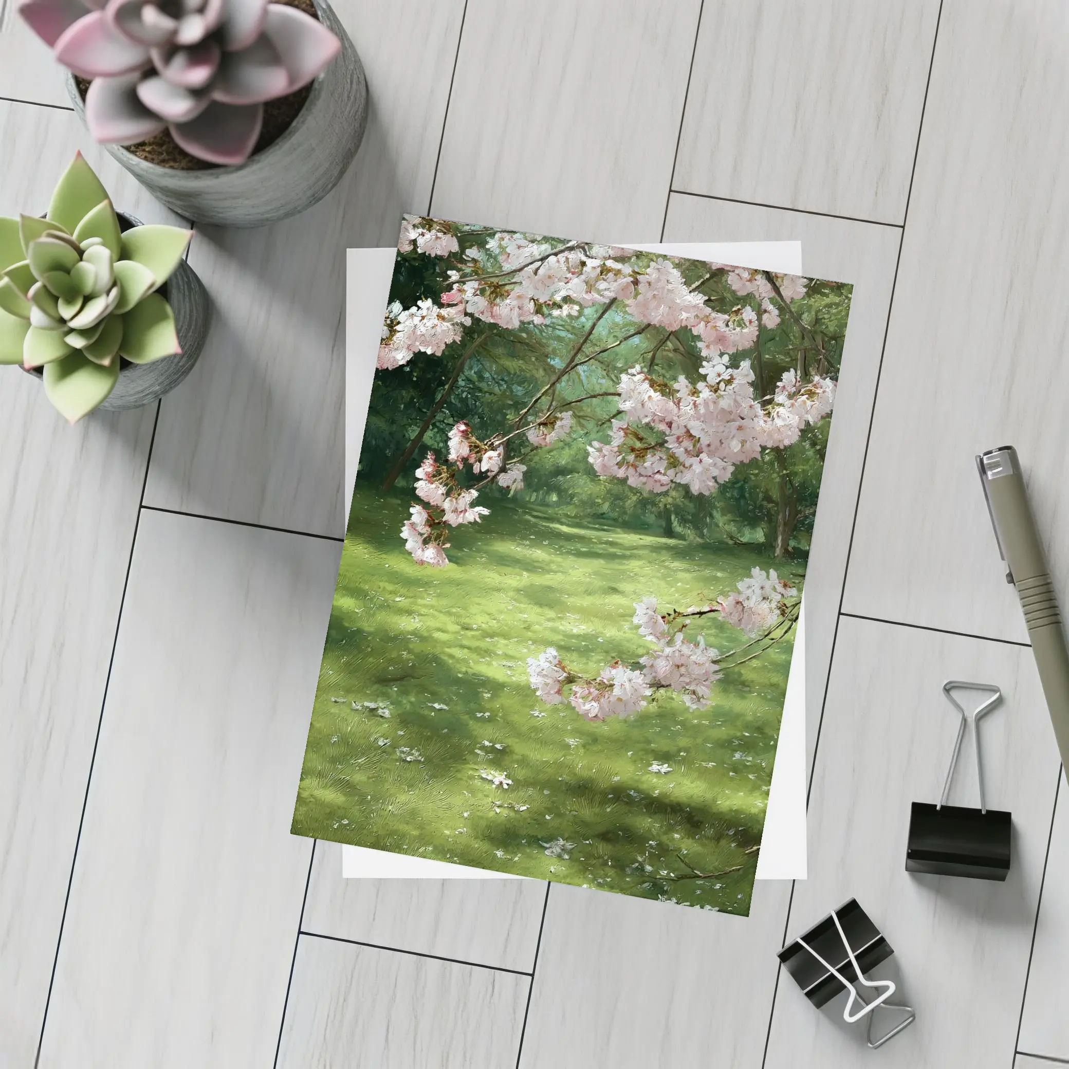 Cherry Blossom Tree Green Park Spring – Postcards
