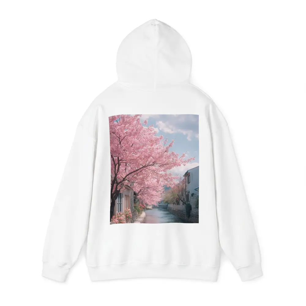 Cherry Blossoms Along Peaceful Japanese Canal – Hoodies