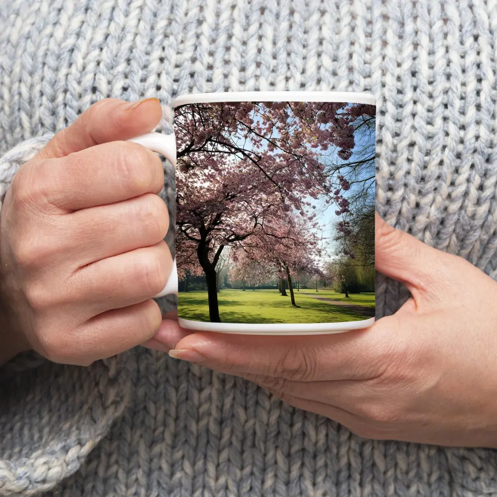 Cherry Blossom Trees in Sunny Park – Mugs
