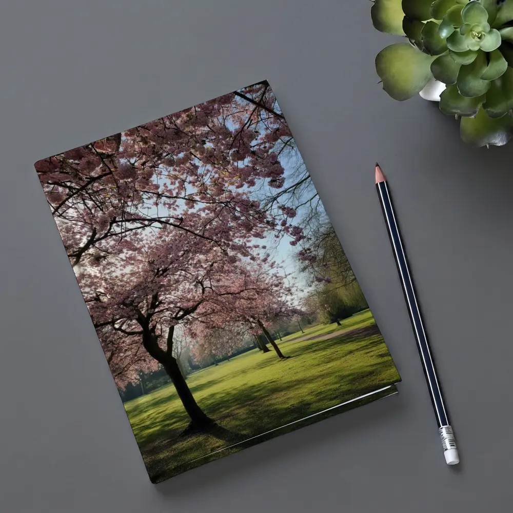 Cherry Blossom Trees in Sunny Park – Notebooks