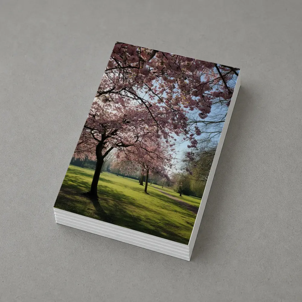 Cherry Blossom Trees in Sunny Park – Postcards