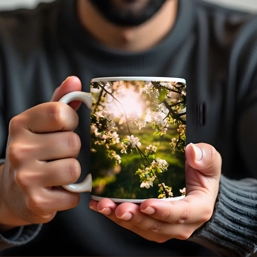 Apple Blossom Branches Sun Flare Spring – Mugs