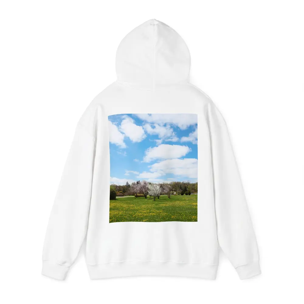 Spring Meadow Blooming Trees Blue Sky – Hoodies