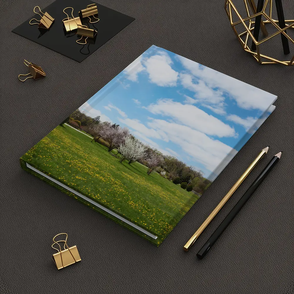 Spring Meadow Blooming Trees Blue Sky – Notebooks