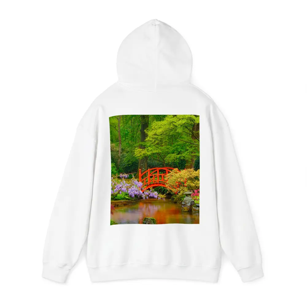Red Bridge Japanese Garden Pond Flowers – Hoodies