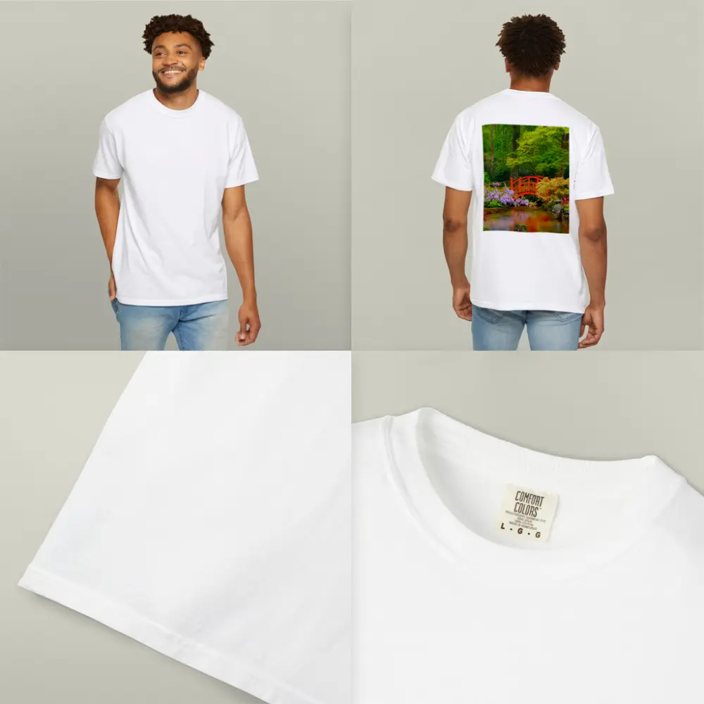 Red Bridge Japanese Garden Pond Flowers – T-Shirts