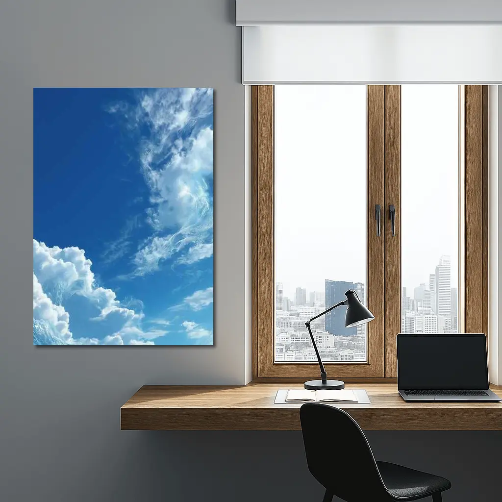 Blue Sky White Clouds Aerial View – Wall Art