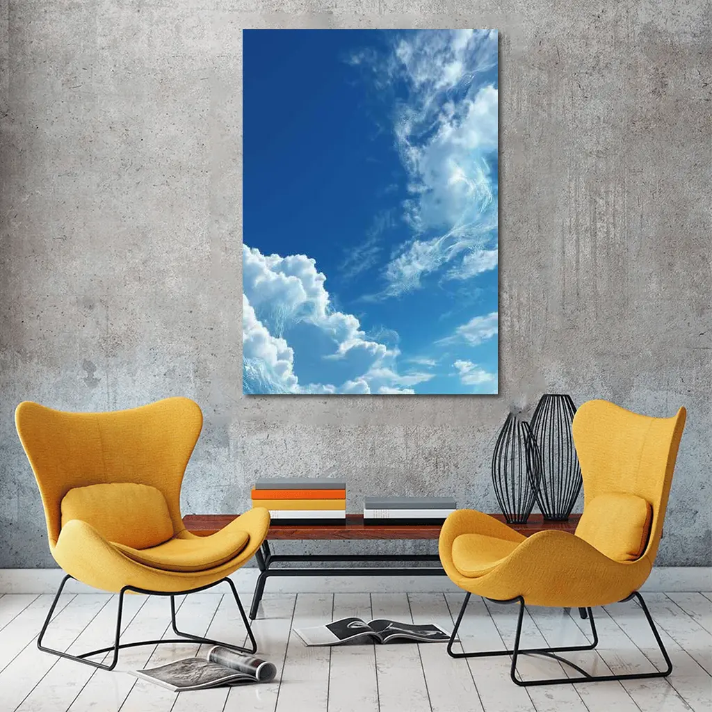 Blue Sky White Clouds Aerial View – Wall Art