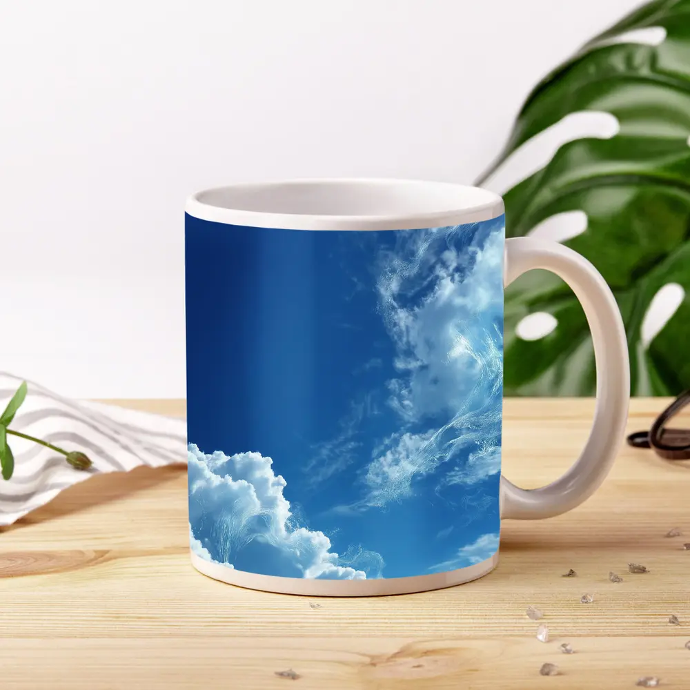 Blue Sky White Clouds Aerial View – Mugs