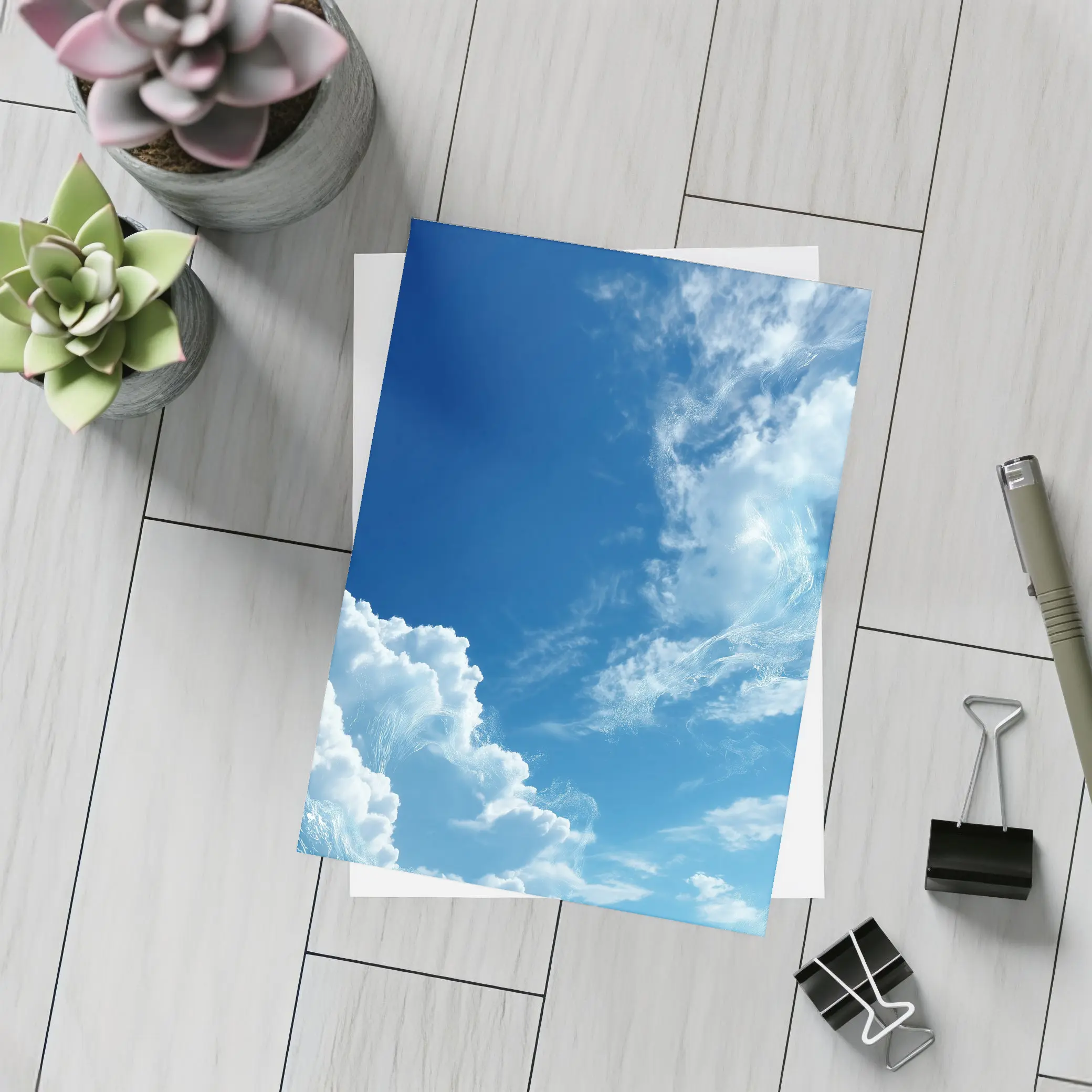Blue Sky White Clouds Aerial View – Postcards