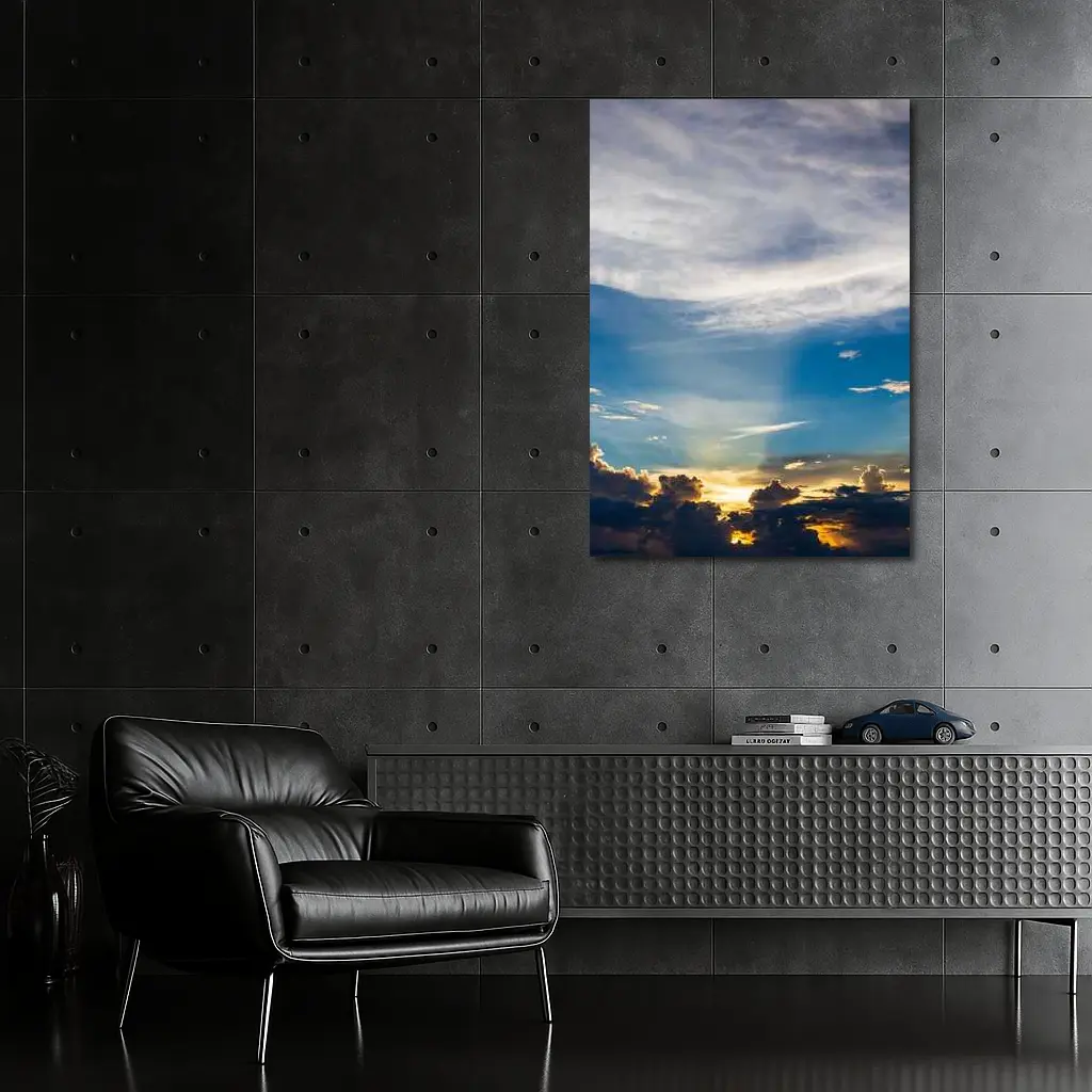 Blue Sky Sunset Golden Clouds Drama – Wall Art