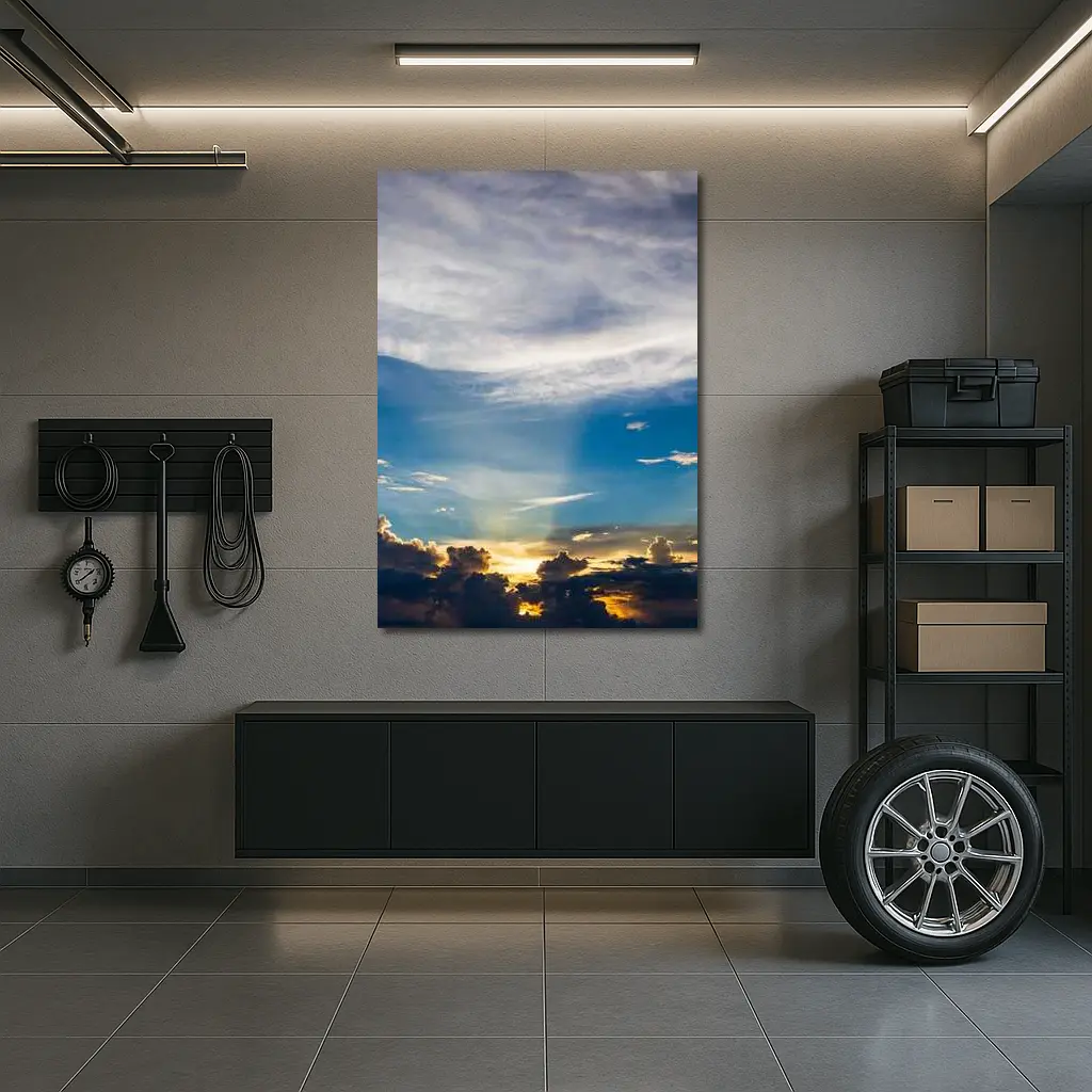 Blue Sky Sunset Golden Clouds Drama – Wall Art