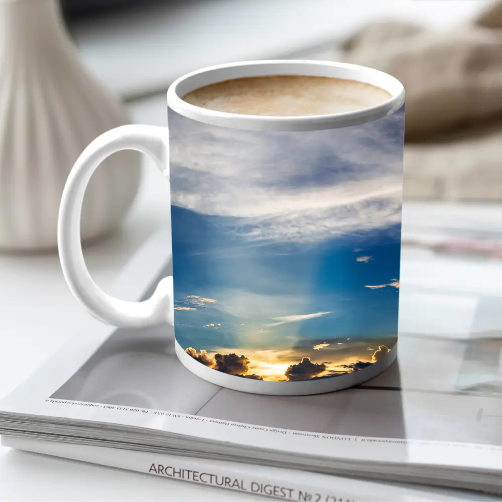 Blue Sky Sunset Golden Clouds Drama – Mugs
