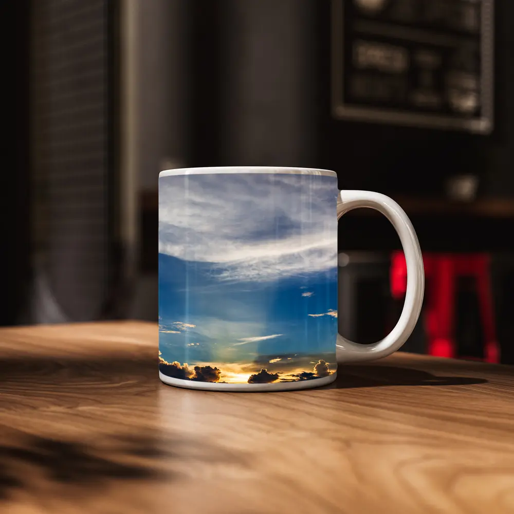 Blue Sky Sunset Golden Clouds Drama – Mugs