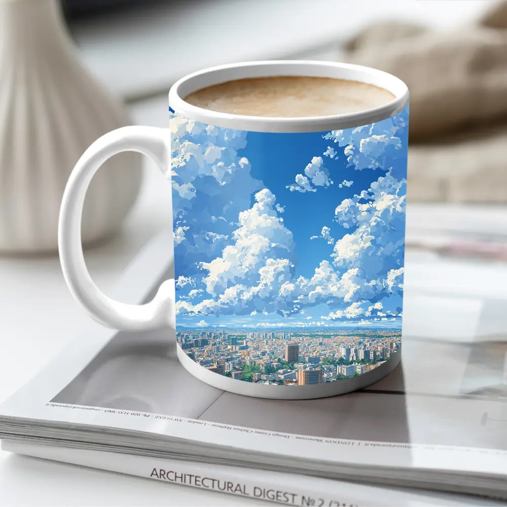 Anime City Skyline Blue Summer Sky – Mugs