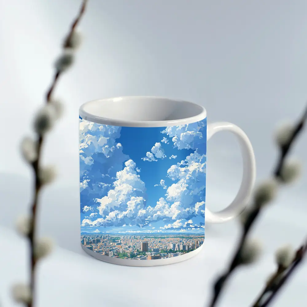 Anime City Skyline Blue Summer Sky – Mugs