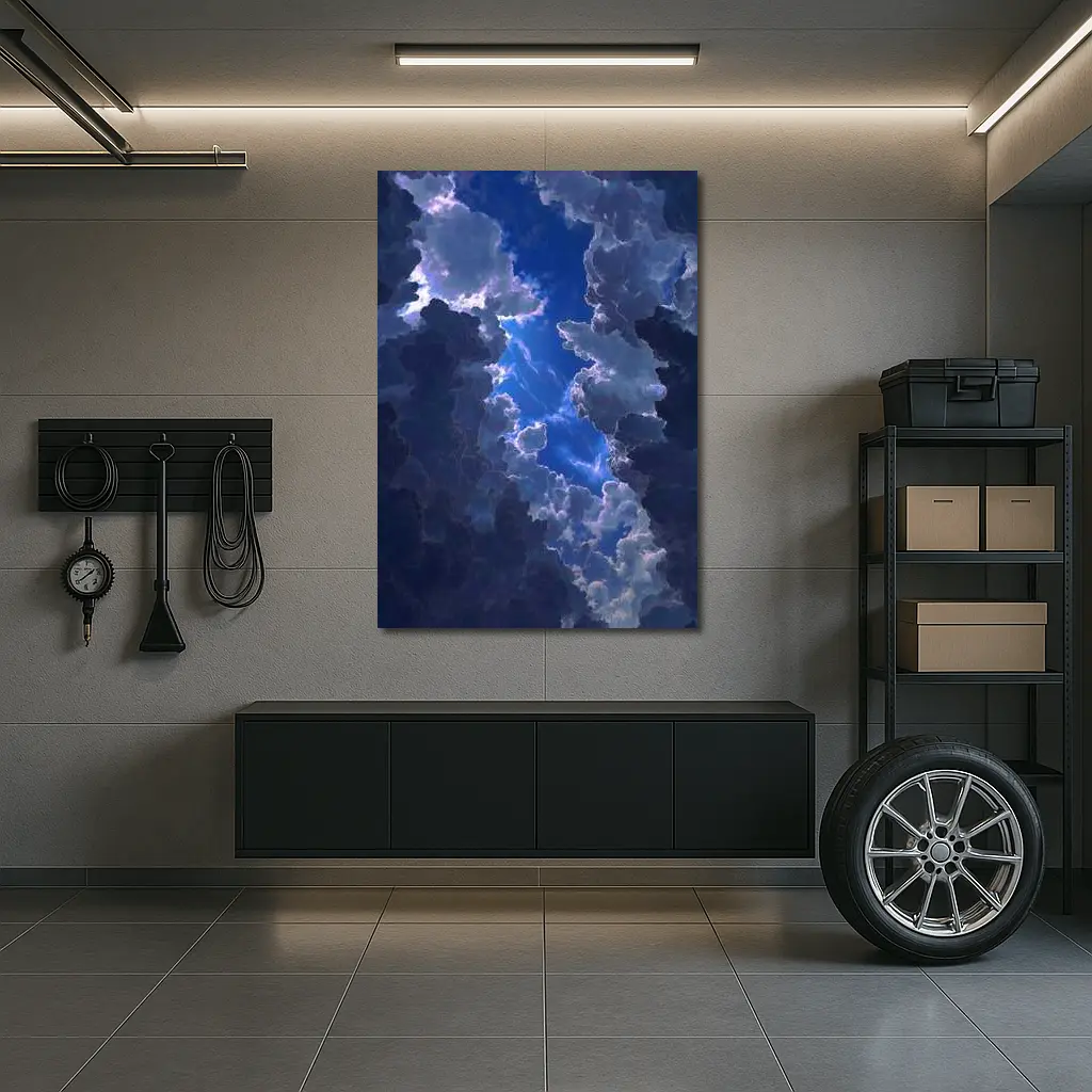 Dark Blue Storm Clouds Breaking Open Sky – Wall Art