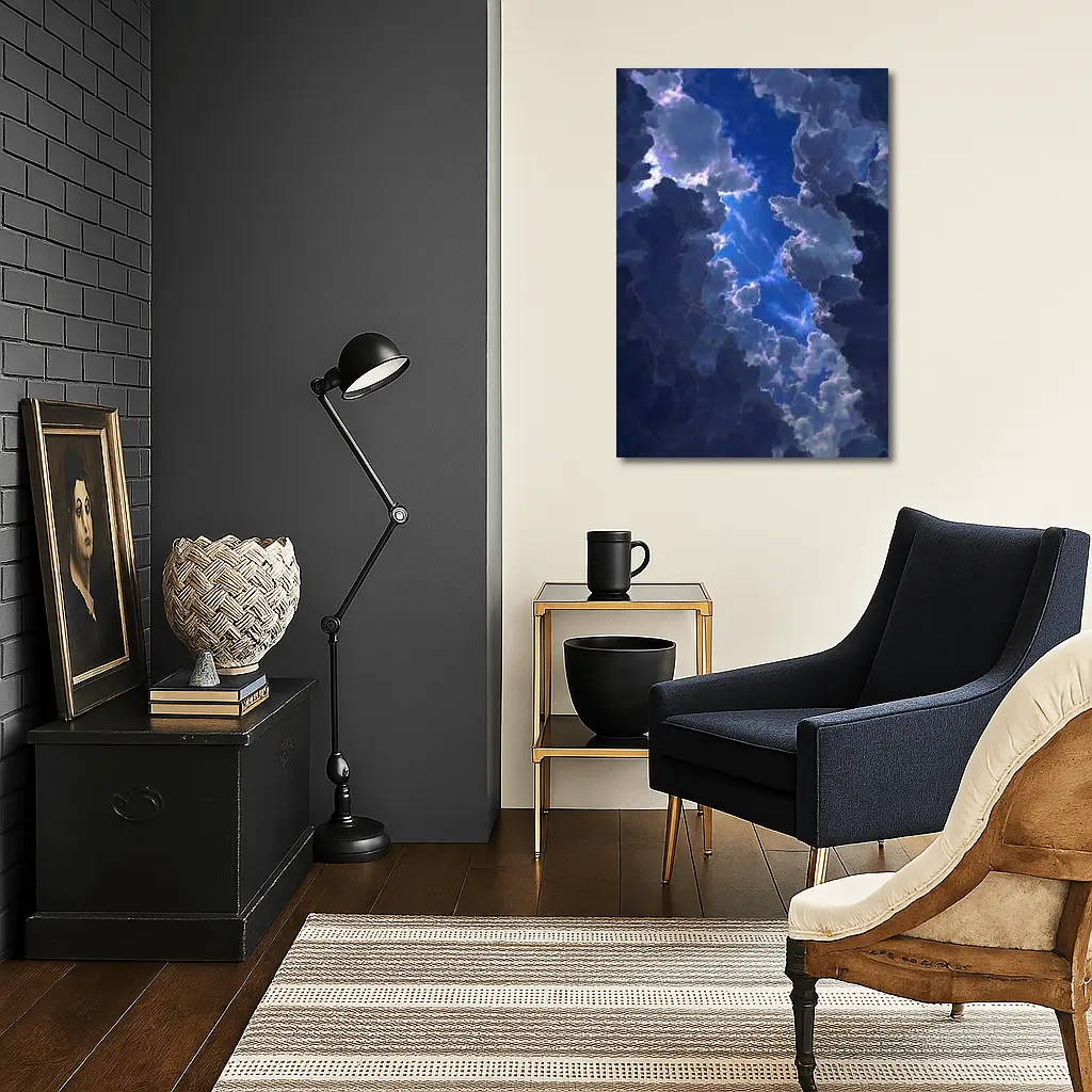 Dark Blue Storm Clouds Breaking Open Sky – Wall Art