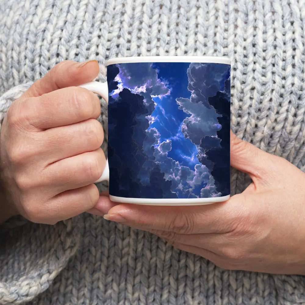 Dark Blue Storm Clouds Breaking Open Sky – Mugs