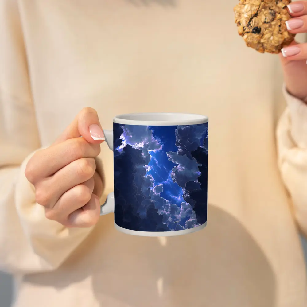 Dark Blue Storm Clouds Breaking Open Sky – Mugs