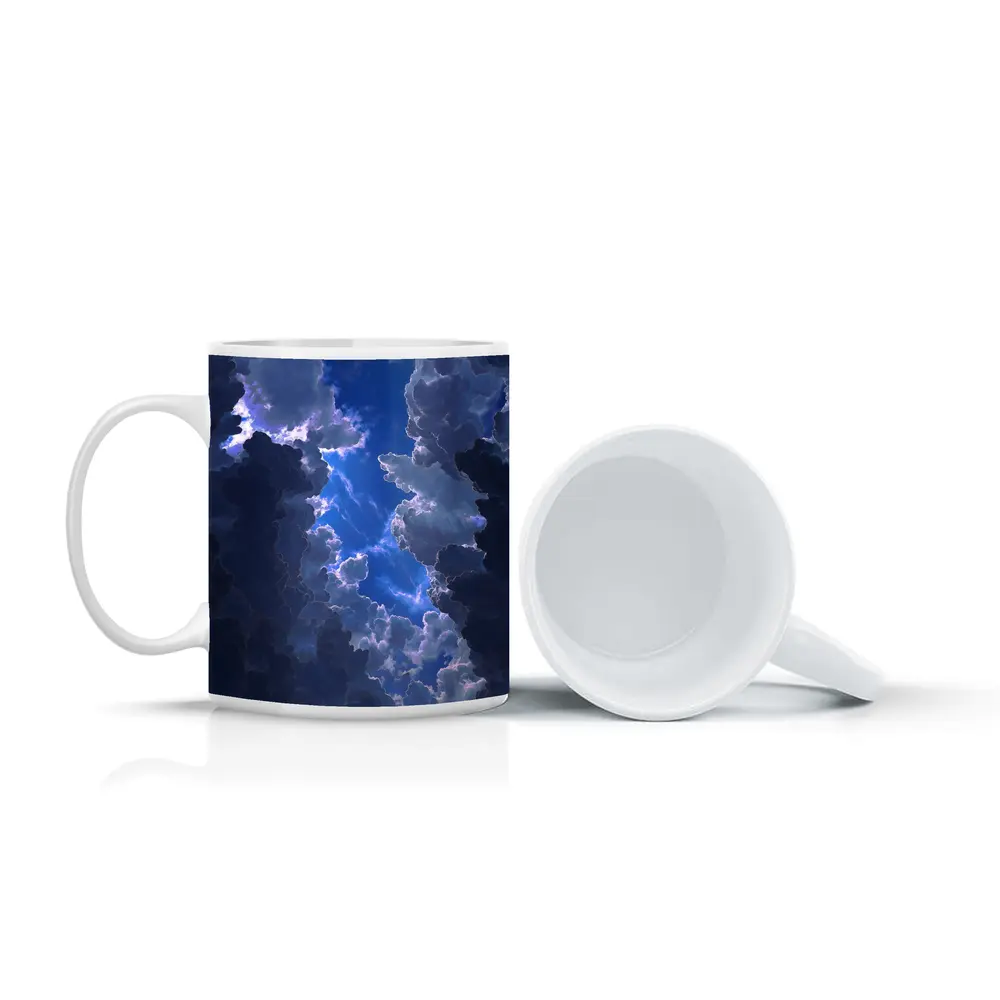Dark Blue Storm Clouds Breaking Open Sky – Mugs