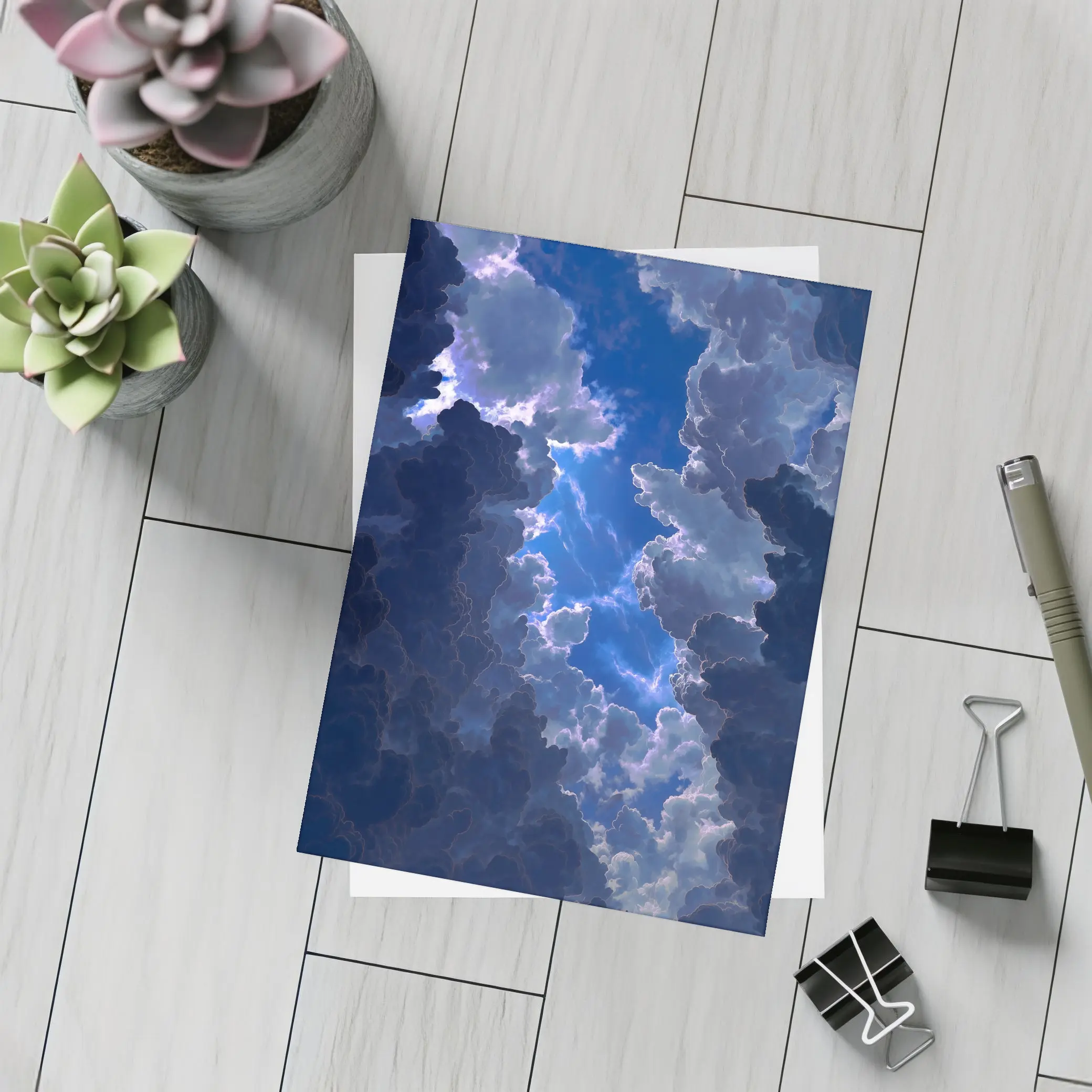 Dark Blue Storm Clouds Breaking Open Sky – Postcards