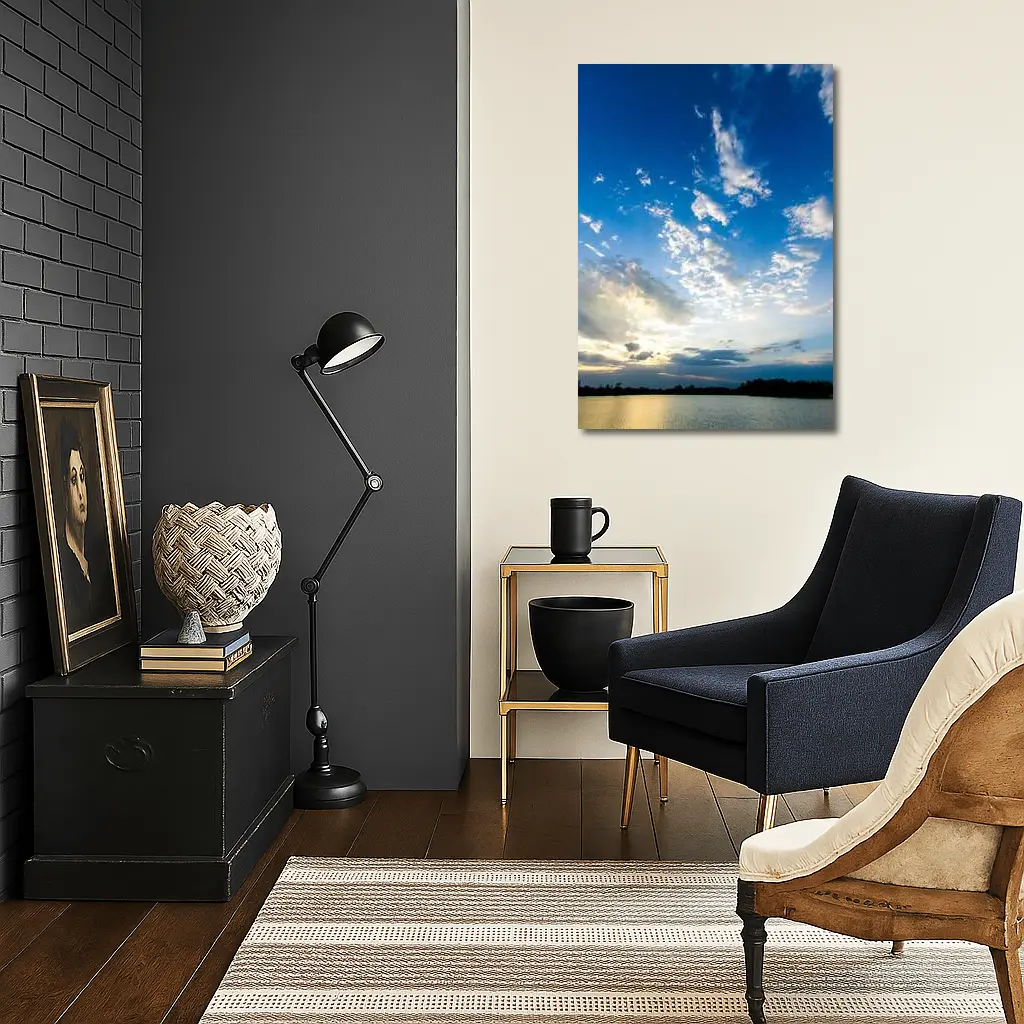 Golden Sunset Sky Over Calm Lake – Wall Art