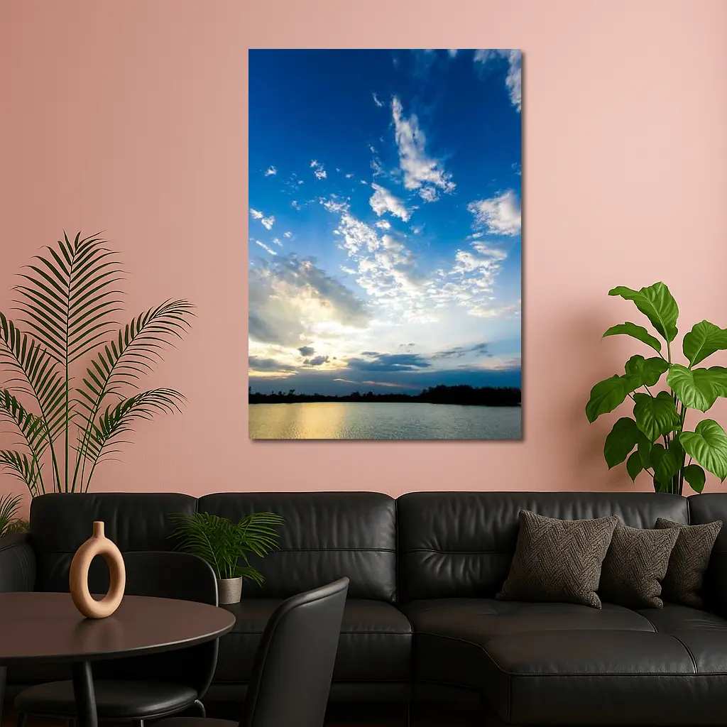 Golden Sunset Sky Over Calm Lake – Wall Art