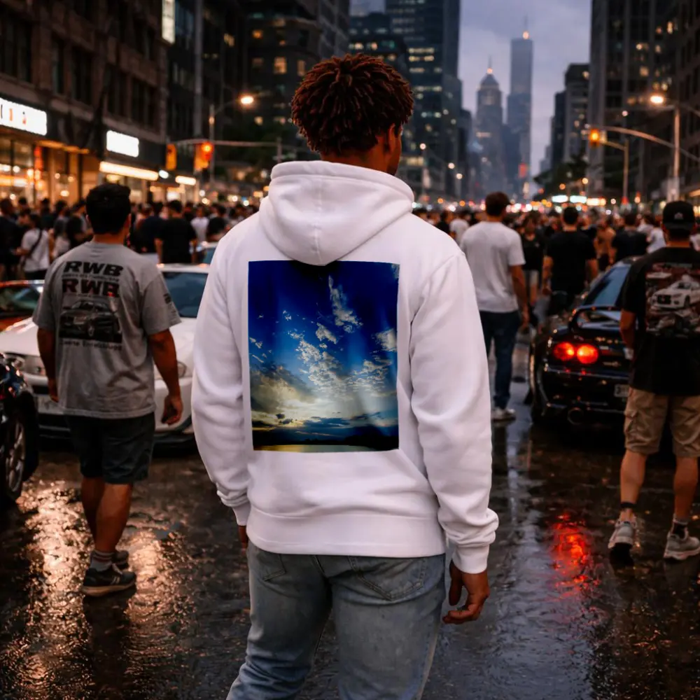 Golden Sunset Sky Over Calm Lake – Hoodies