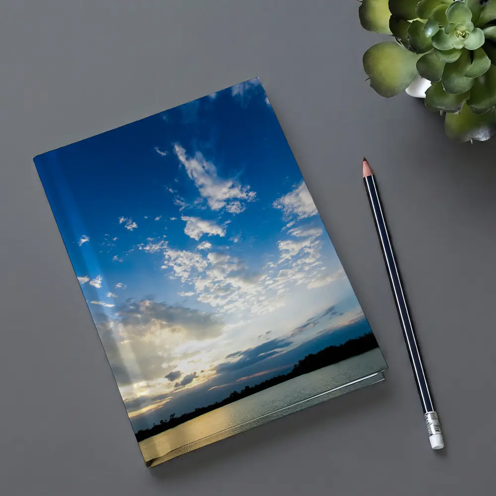 Golden Sunset Sky Over Calm Lake – Notebooks