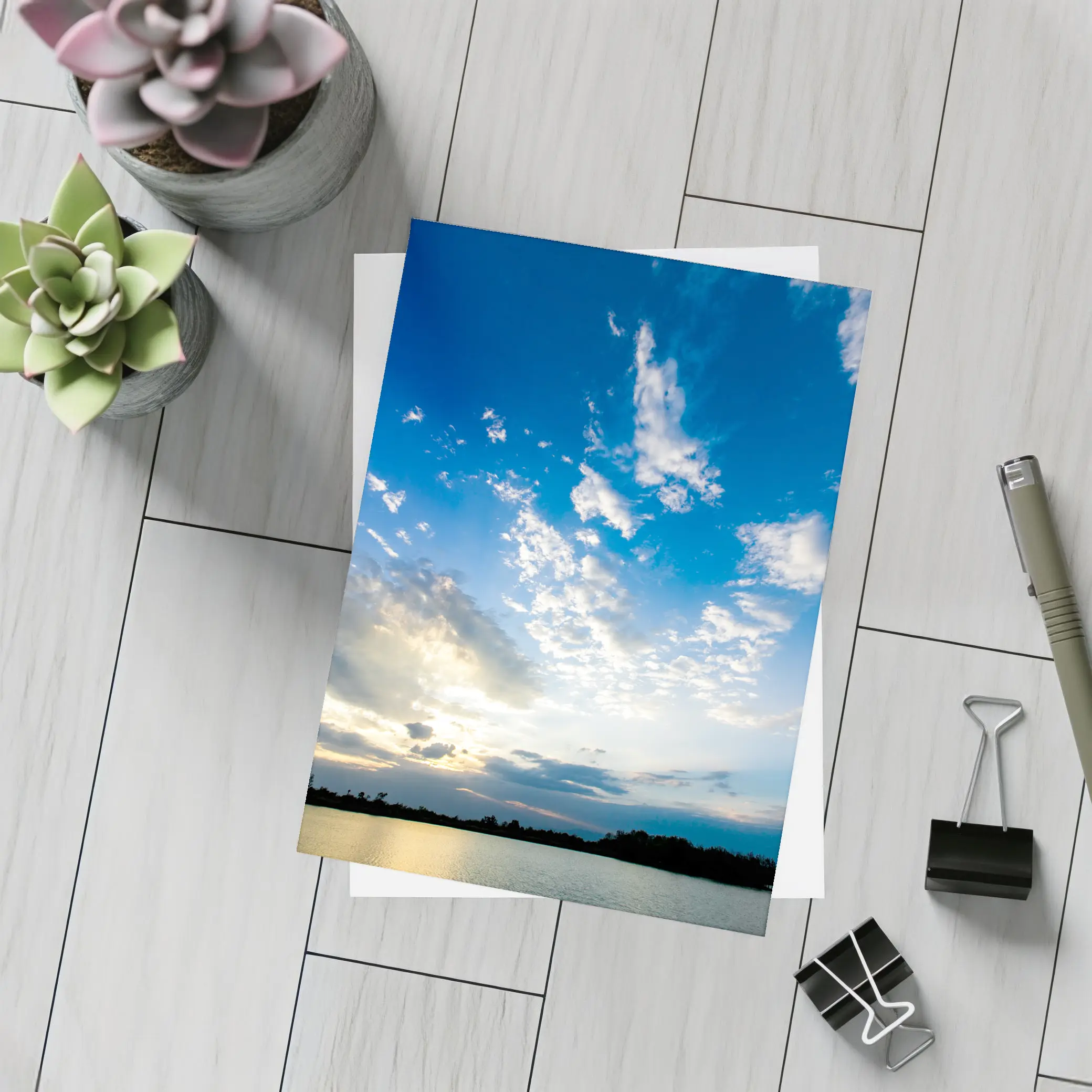Golden Sunset Sky Over Calm Lake – Postcards