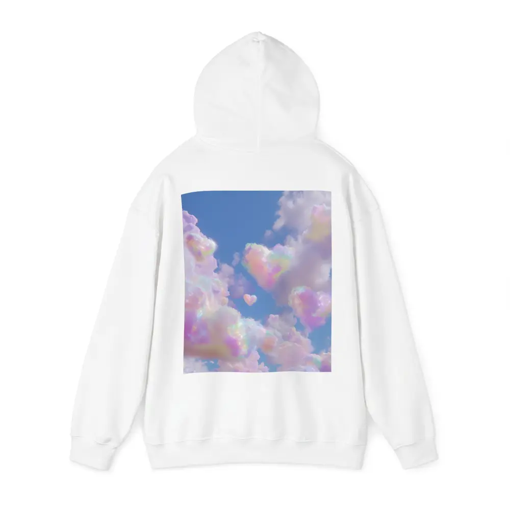 Pastel Rainbow Heart Clouds Blue Sky – Hoodies