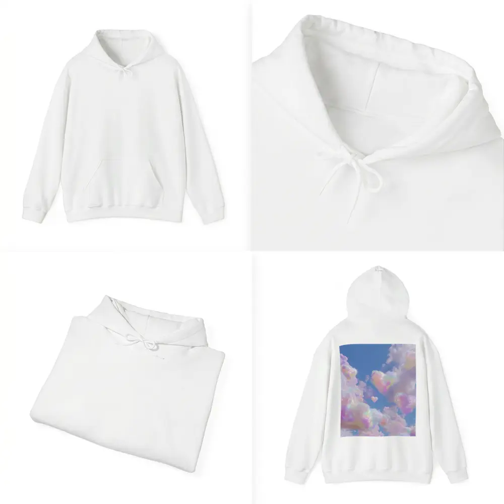 Pastel Rainbow Heart Clouds Blue Sky – Hoodies