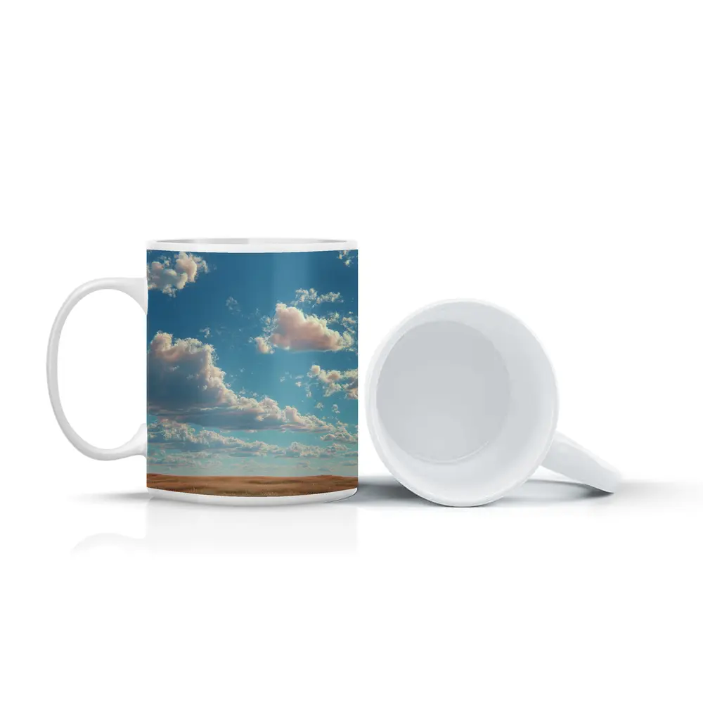 Golden Prairie Field Under Blue Cloudy Sky – Mugs