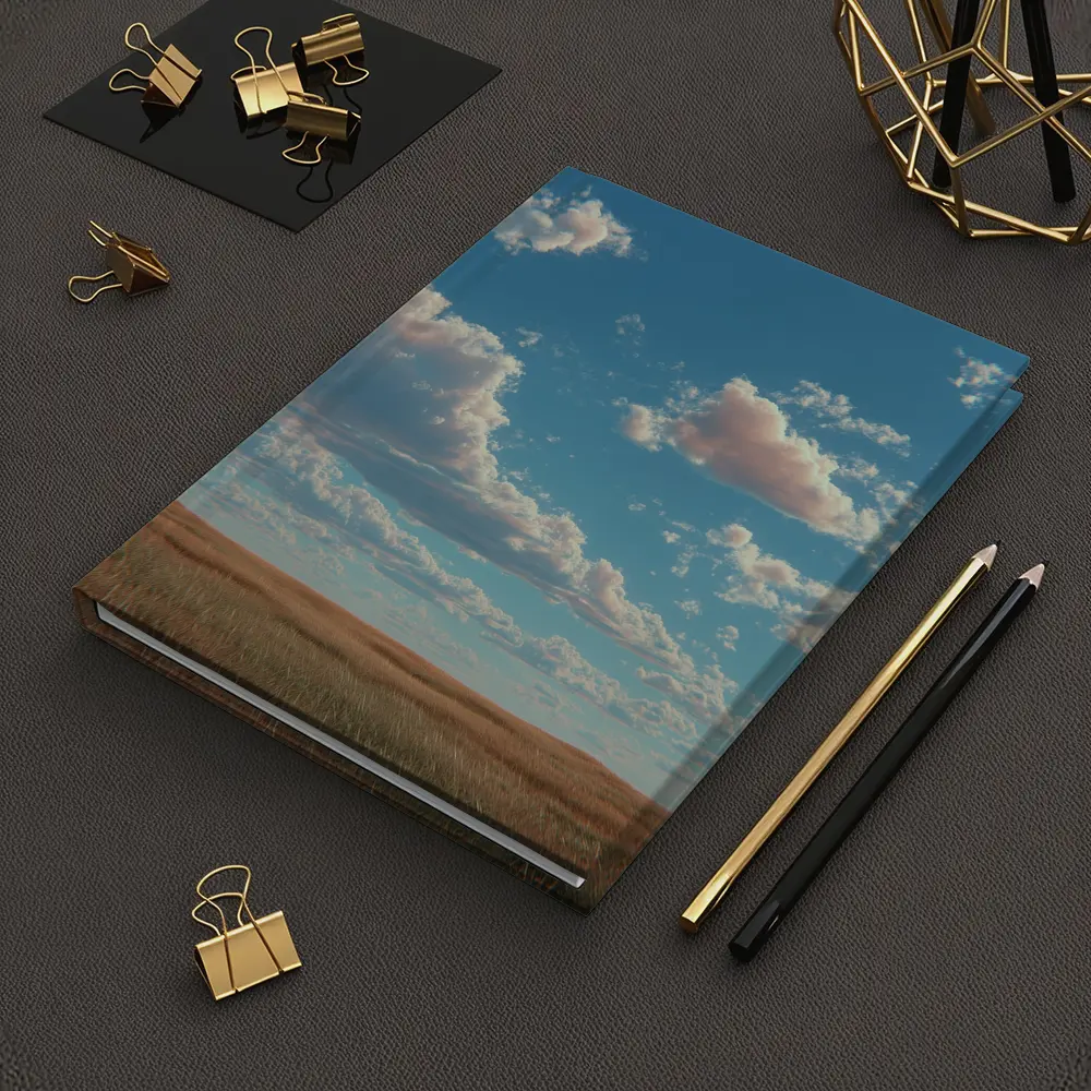 Golden Prairie Field Under Blue Cloudy Sky – Notebooks