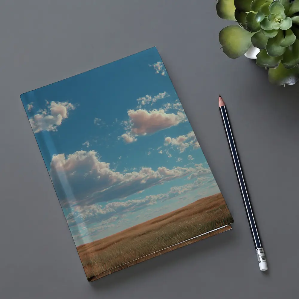Golden Prairie Field Under Blue Cloudy Sky – Notebooks