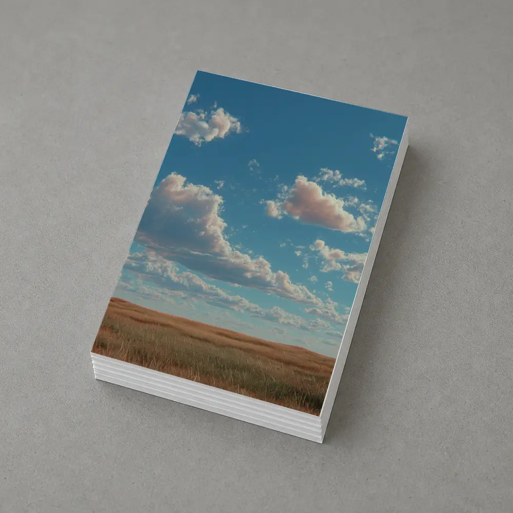 Golden Prairie Field Under Blue Cloudy Sky – Postcards