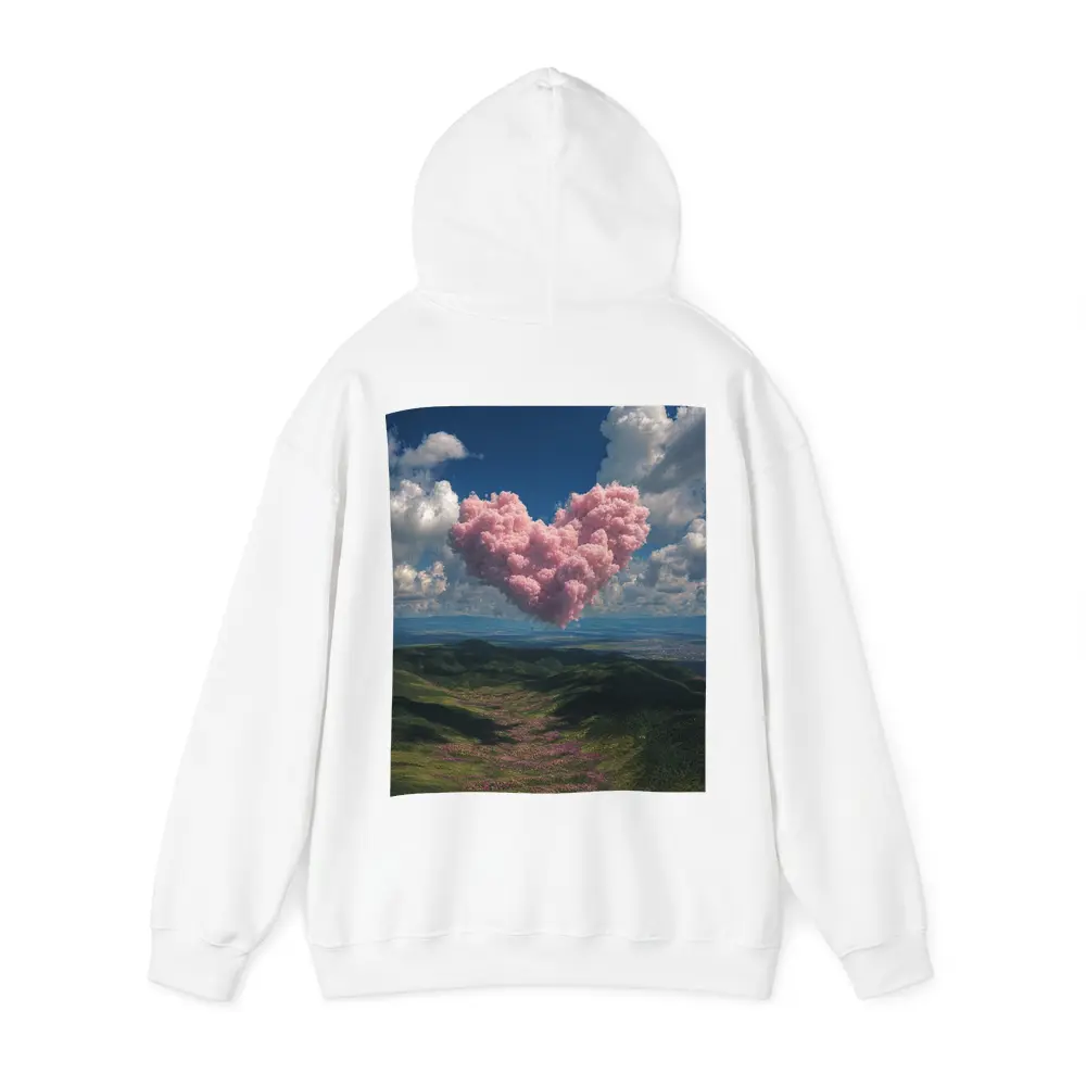 Pink Heart Cloud Over Green Hills – Hoodies