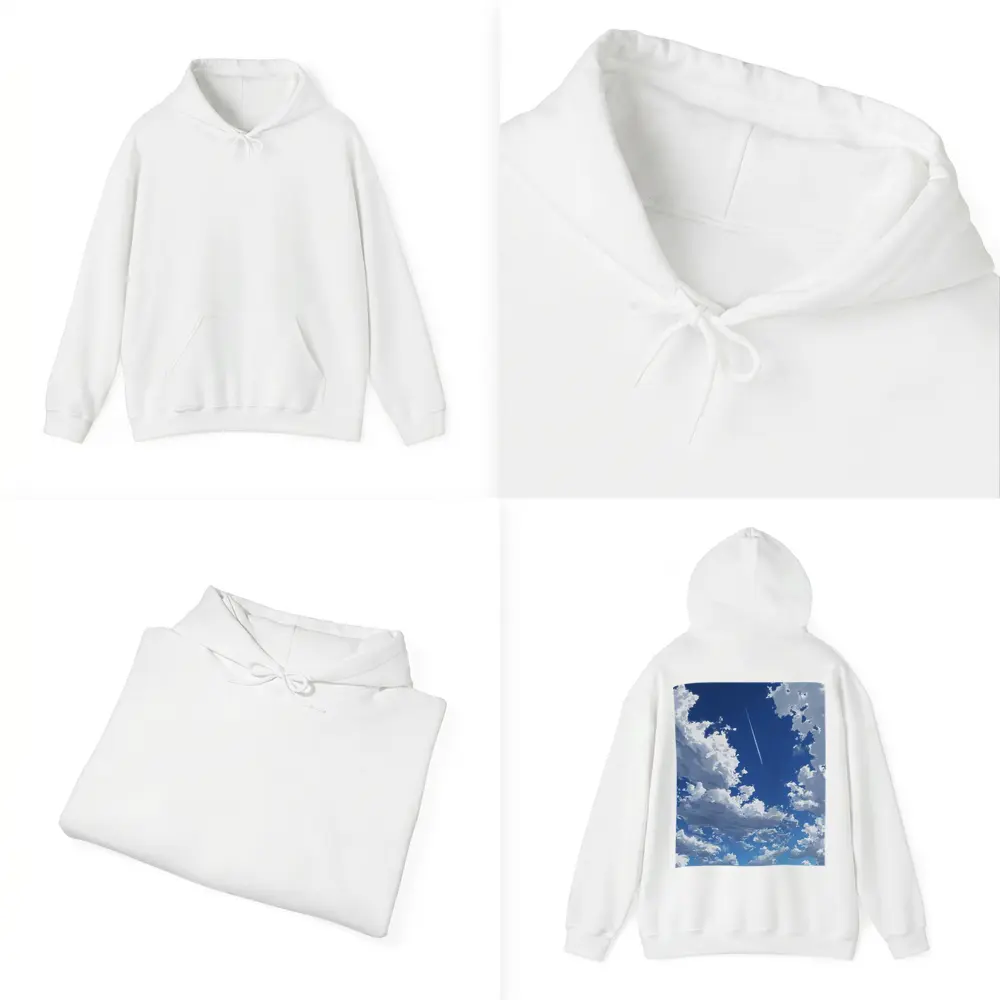 Anime Blue Sky Clouds Airplane Trail Art – Hoodies