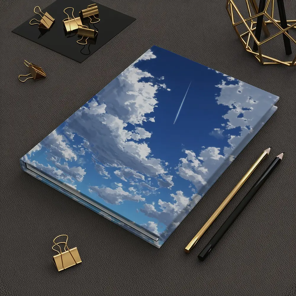 Anime Blue Sky Clouds Airplane Trail Art – Notebooks
