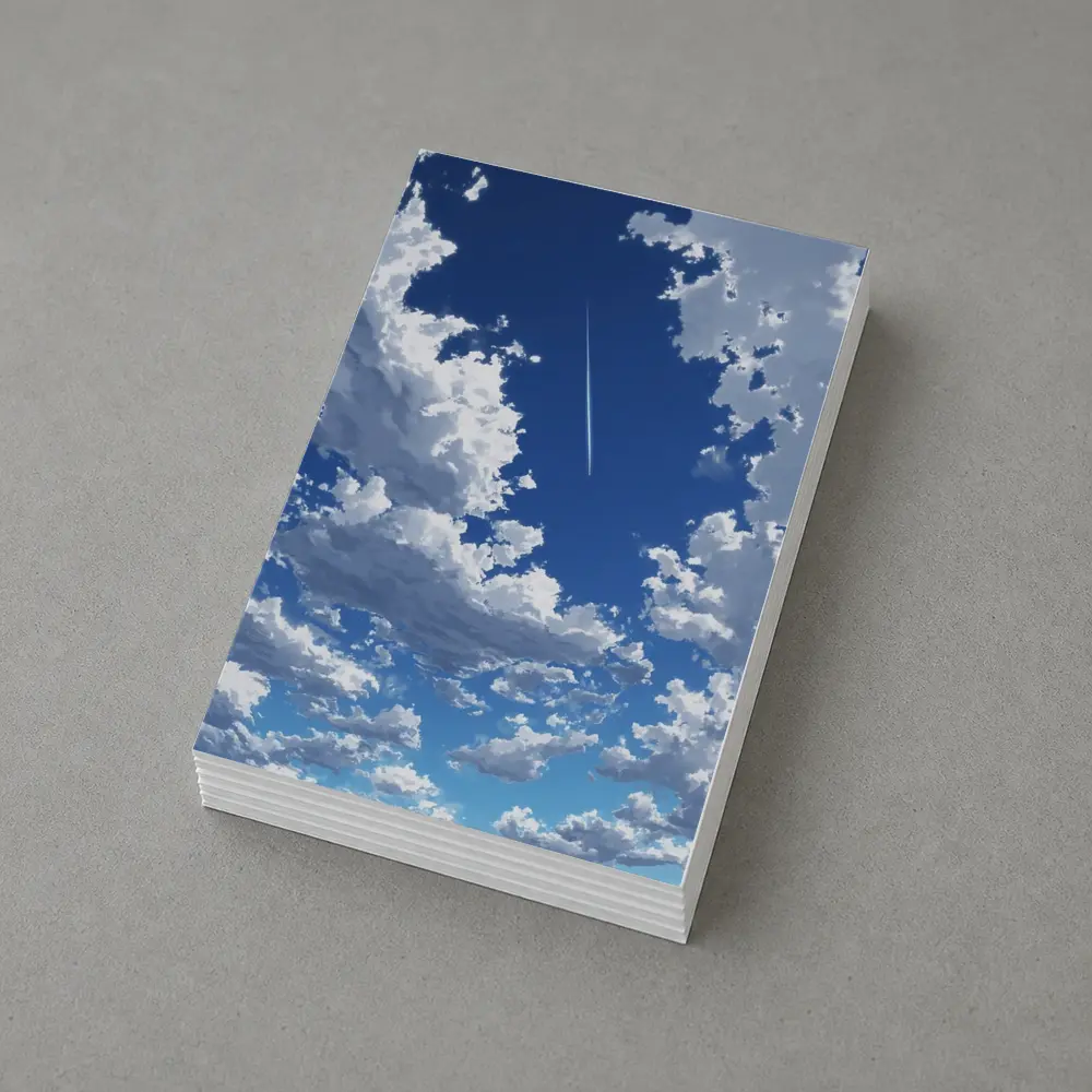 Anime Blue Sky Clouds Airplane Trail Art – Postcards