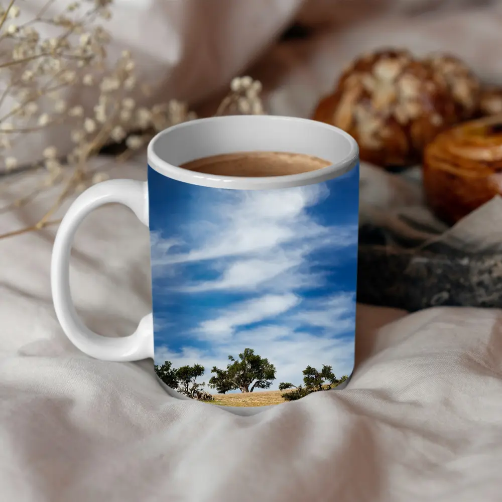 Argan Trees Under Blue Wispy Sky – Mugs