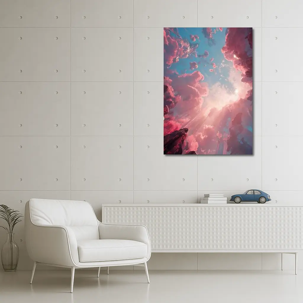 Pink Fantasy Sky Surreal Crystal Landscape – Wall Art