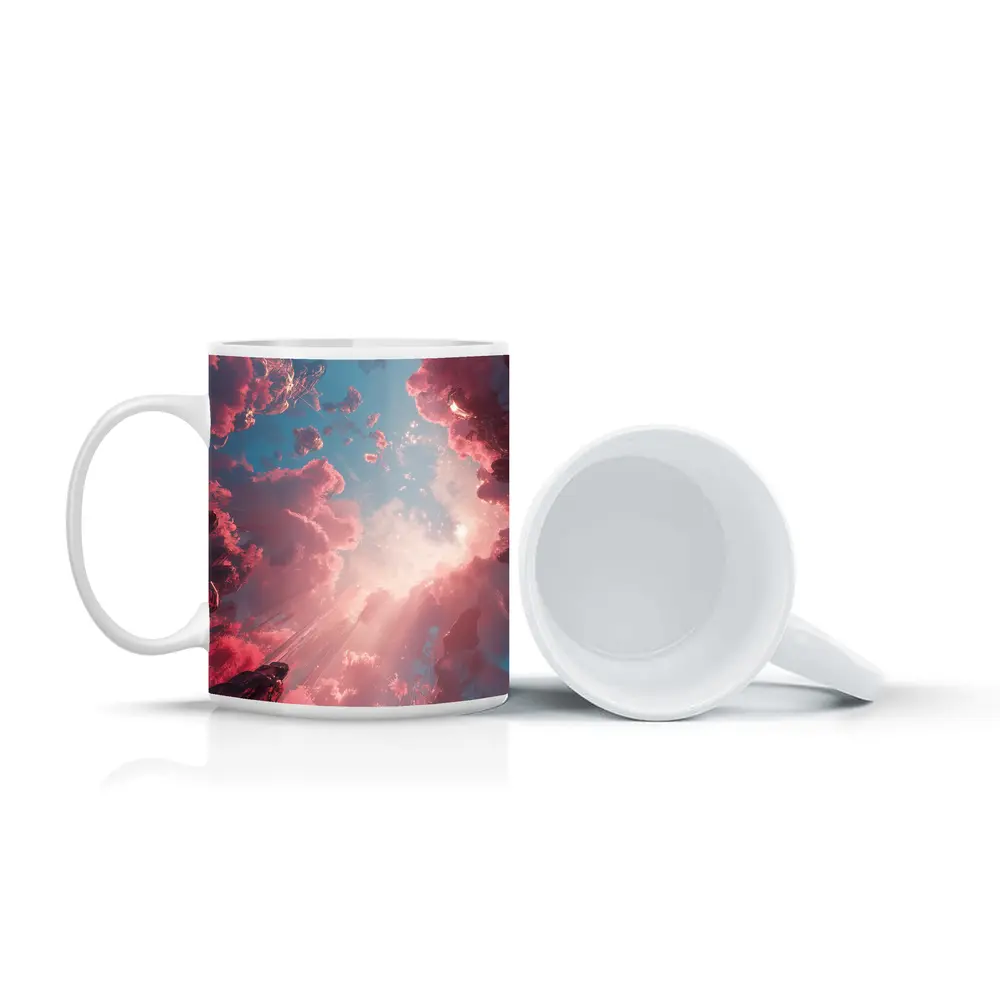 Pink Fantasy Sky Surreal Crystal Landscape – Mugs