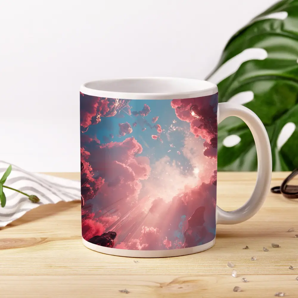 Pink Fantasy Sky Surreal Crystal Landscape – Mugs